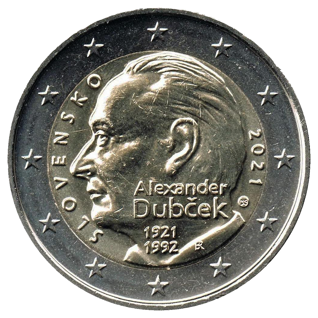 2 euros conmemorativa Centenario del Nacimiento de Alexander Dubček